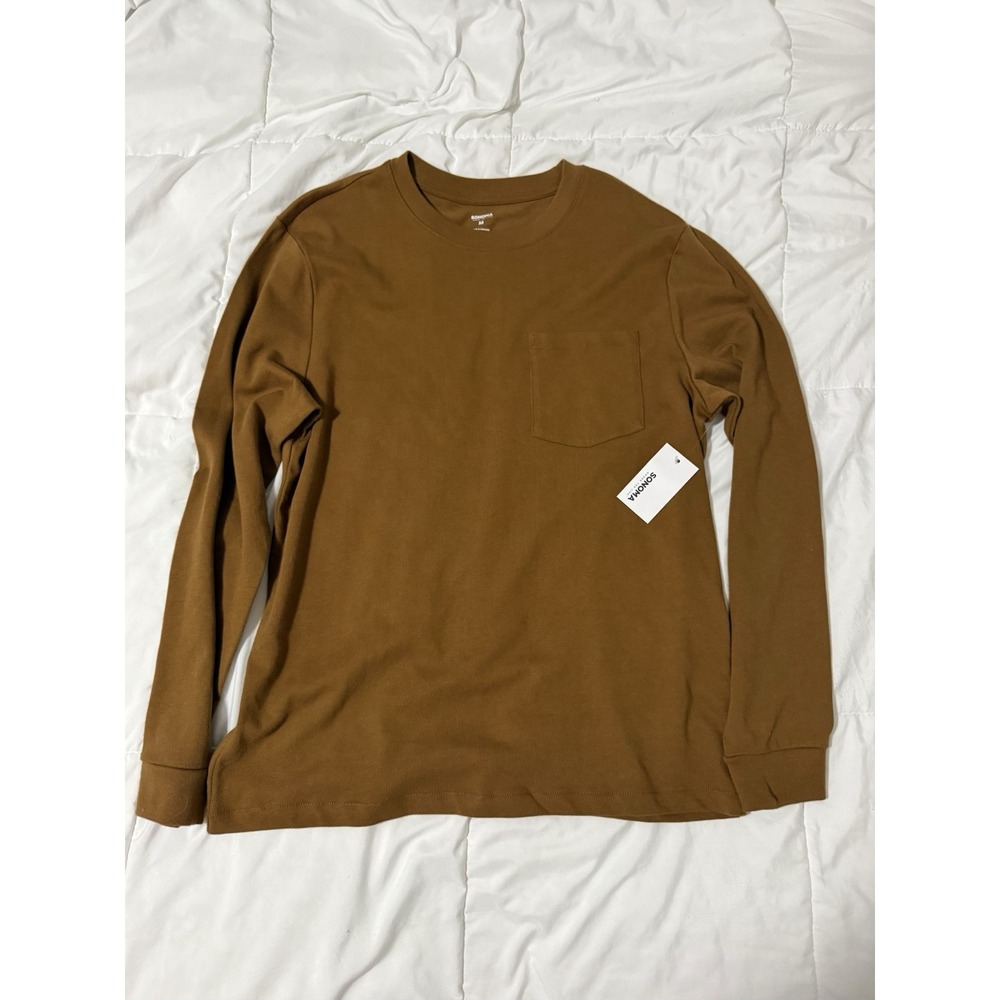 Sonoma NWT Long-Sleeve Caramel Brown Men's Heavyweight Tee Size M Kohl shirt